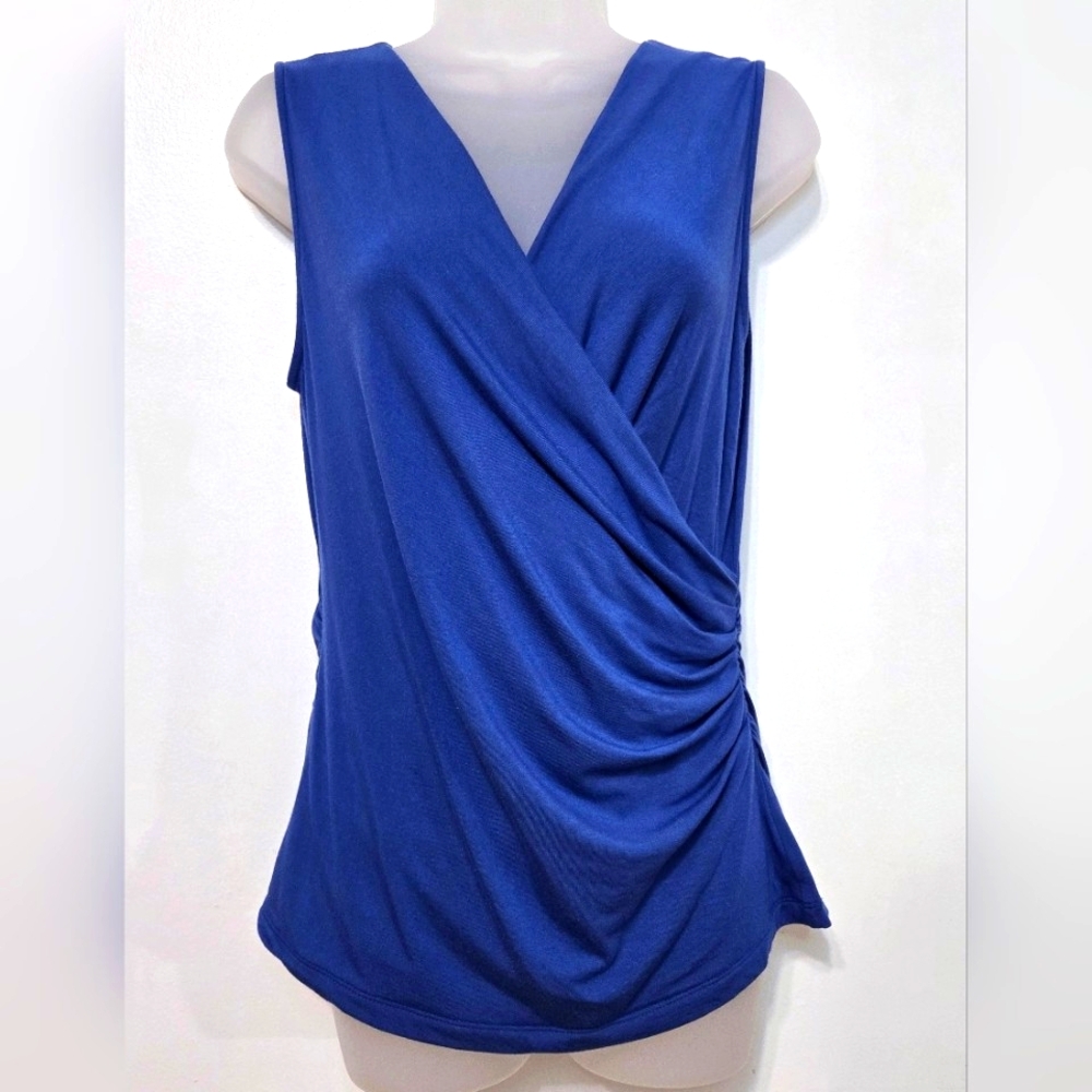 KOBI HALPERIN Christina Sleeveless Wrap Top, Medium, Ocean Blue